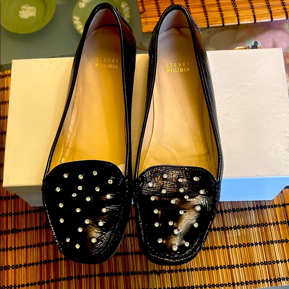 Stuart Weitzman Black Embellished Women's Loafers